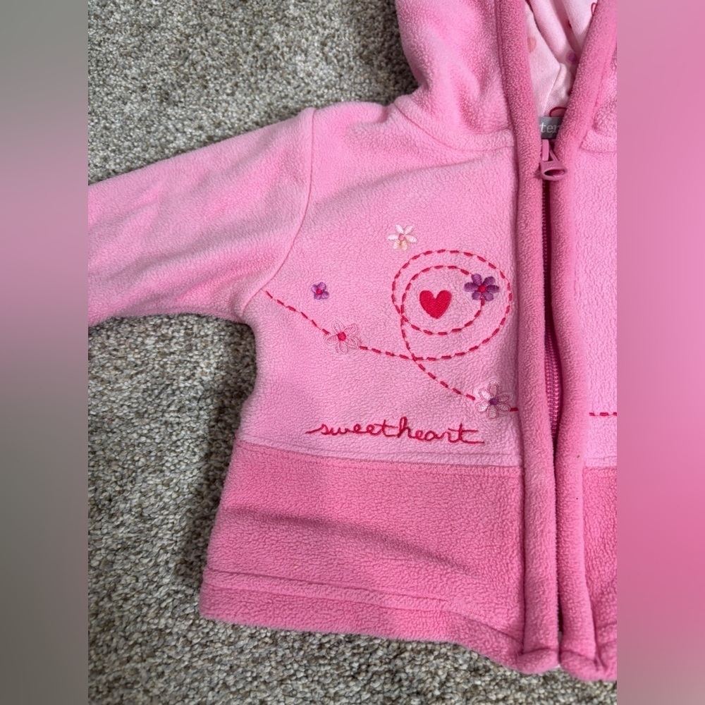 Vintage Baby Girl Carter’s Fleece Hooded Zip Up Bear 6 months - Picture 4 of 7